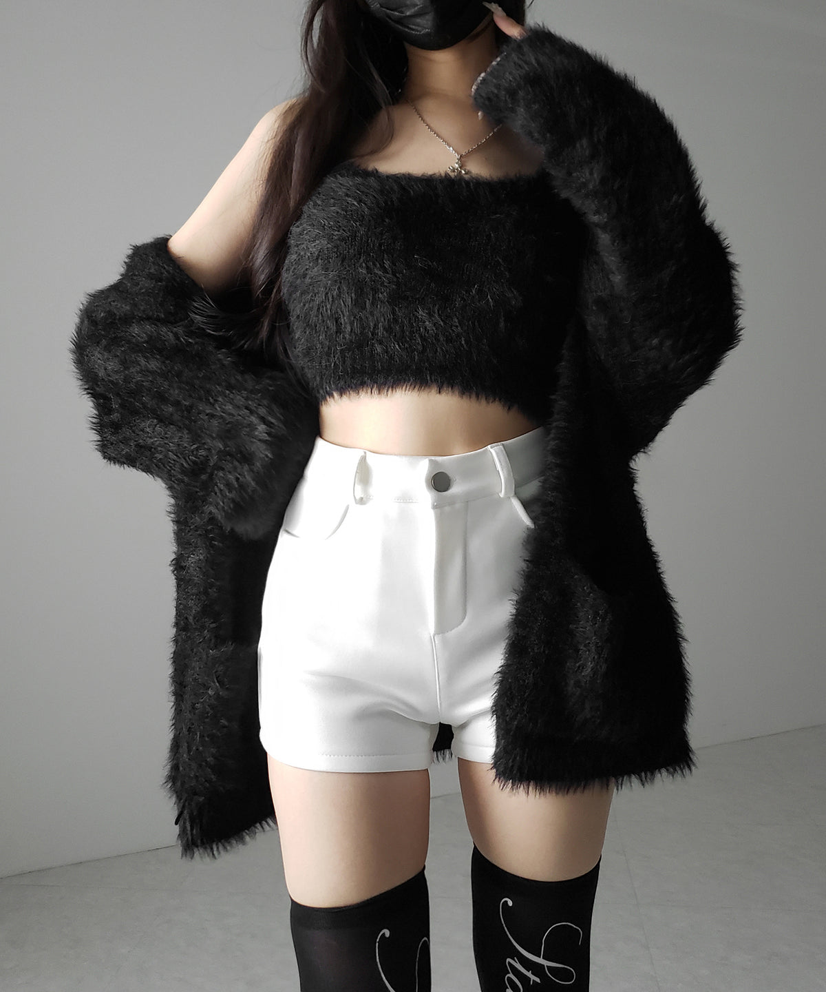 裏起毛ハイウエストタイトスパンショートパンツ ／ urakimo high waist tight span short pants