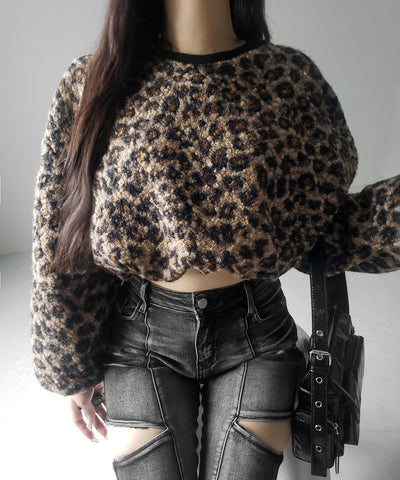 【 ２WAY 】レオパードショートボアプルオーバー ／ 2WAY reopard short boa pullover