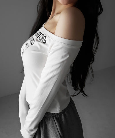 コンパクトロゴワンショルルーズロンT ／ compact logo one-Shoulder loose long-sleeve T-Shirt