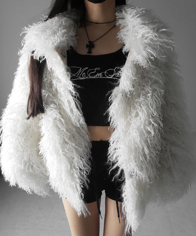 シャギーフェイクファーレディミドルコート ／ shaggy fake fur lady middle coat