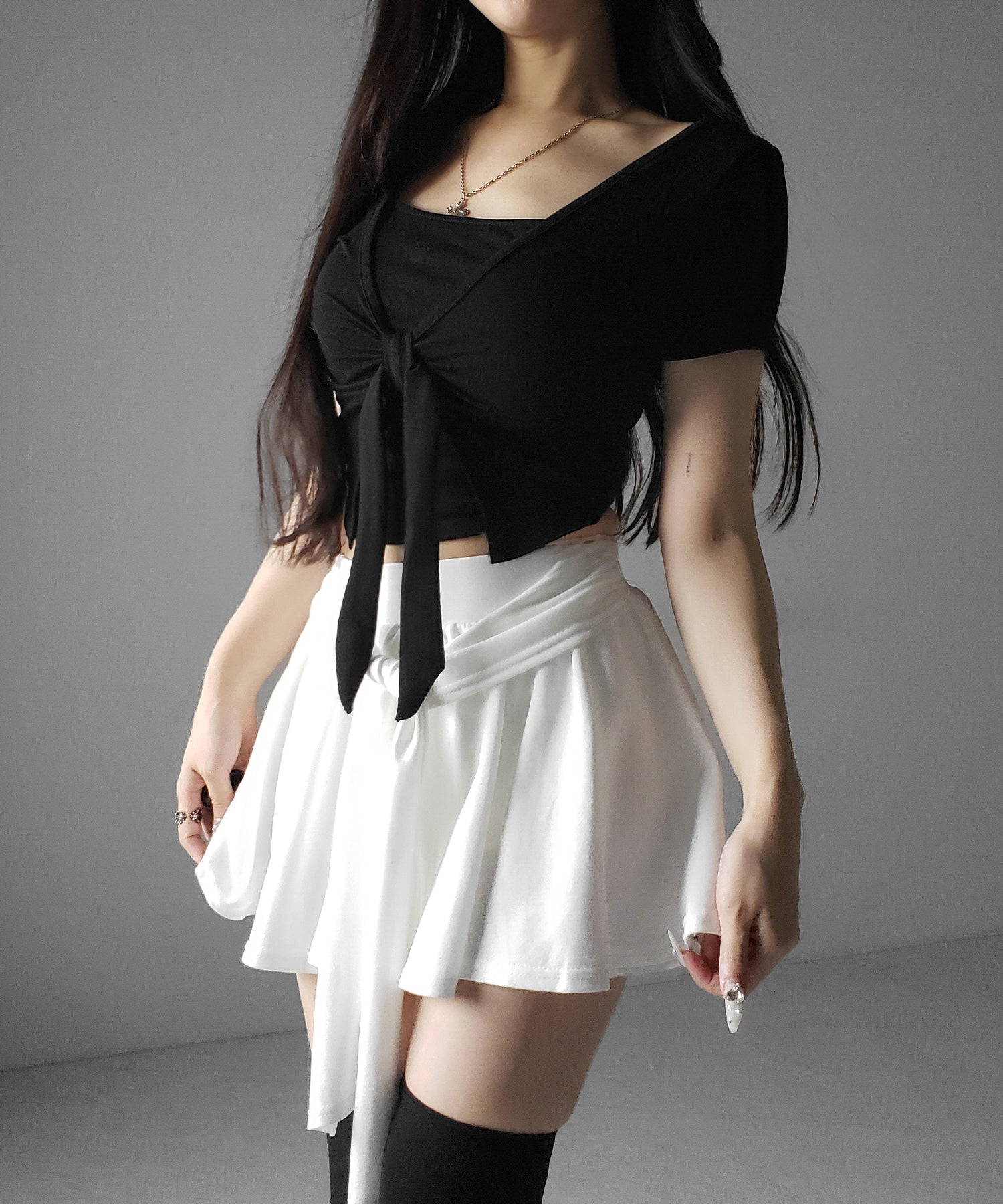 ラップレイヤードフレアミニスカパン ／ wrap layered flare mini skirt pants