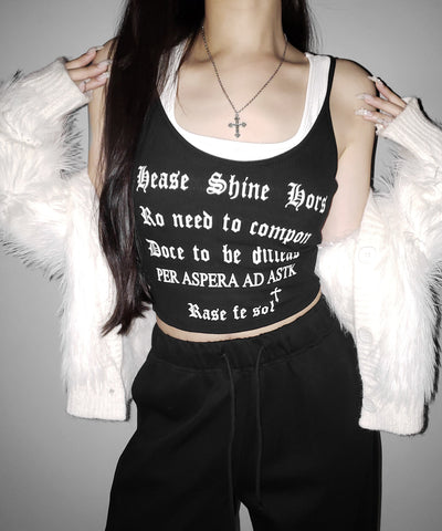 【 ２color 】グランジロゴレイヤードキャミソールトップス ／ grunge logo layered camisole tops