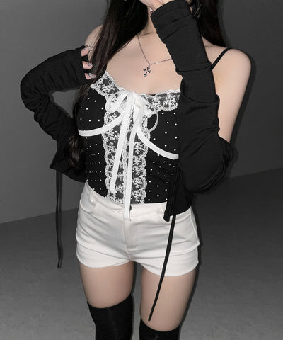 レースドッキングドットリボンキャミソール ／ lace dockimg dot ribbon camisole