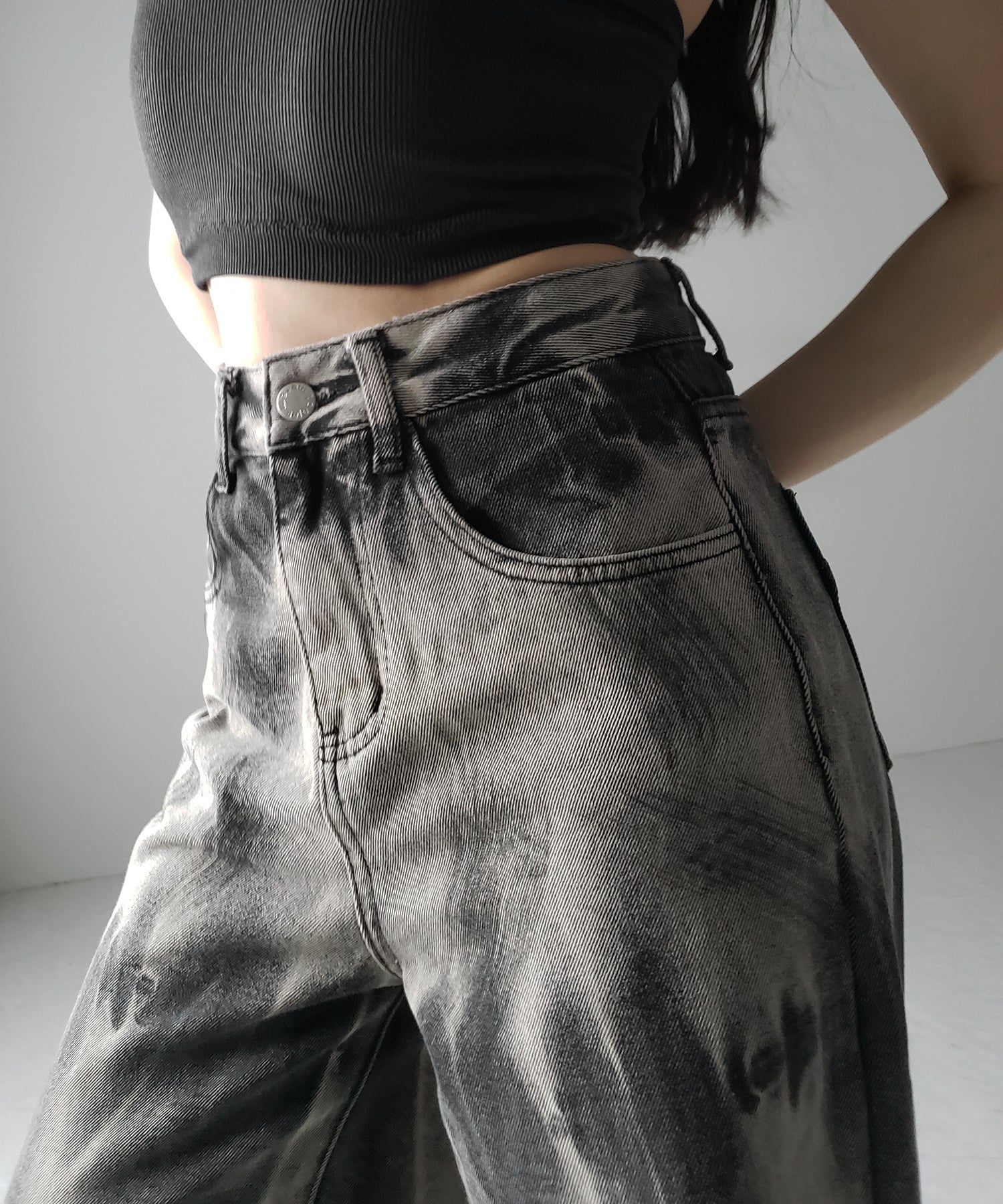 【 ４size 】ヴィンテージタイダイブリーチワイドデニム ／ vintage bleached tie-dye wide denim