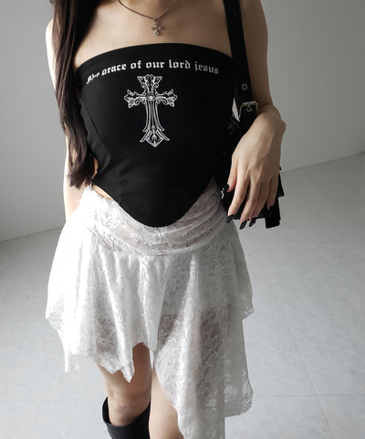 クロスグランジロゴベアトップス ／ cross grunge logo bare tops