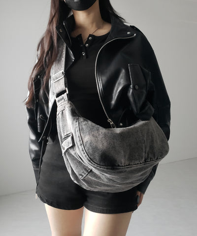 【 ２color 】ブラックタグヴィンテージデニムショルダーバッグ ／ black tag vintage denim shoulder bag