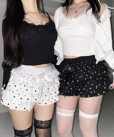 ドットレースフリルショートパンツ ／ dot lace frill short pants
