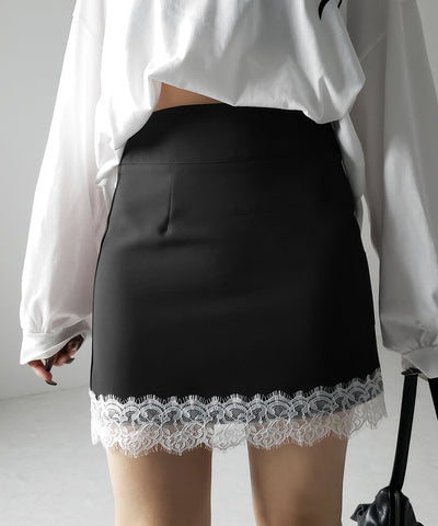 【 セットアップ着用可能 】サイドラインハイウエストミニスカート ／ sideline high waist mini skirt