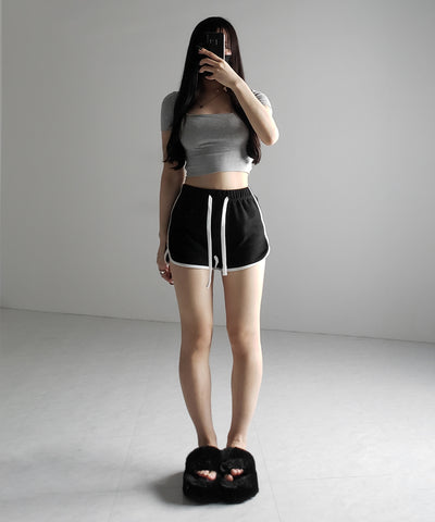 【 ３color 】サイドラインパイピングスウェットショートパンツ ／ sideline piping sweat short pants
