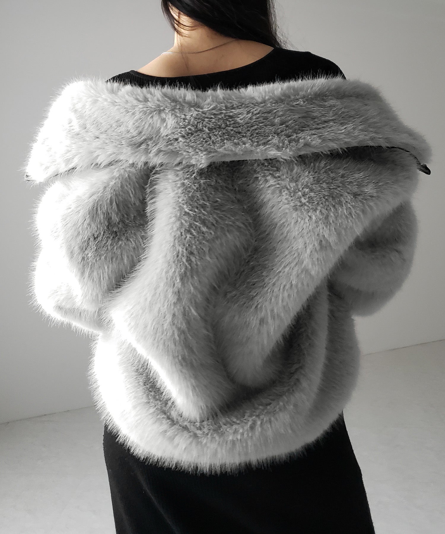 【 ２WAY 】ジップアップレザードッキングフェイクファーコート ／ zip up leather docking fake fur coat