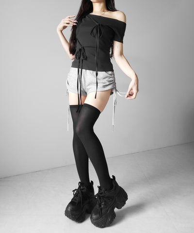 ストリングリボンスリムフィットTシャツ ／ string ribbon slim fit T-shirts