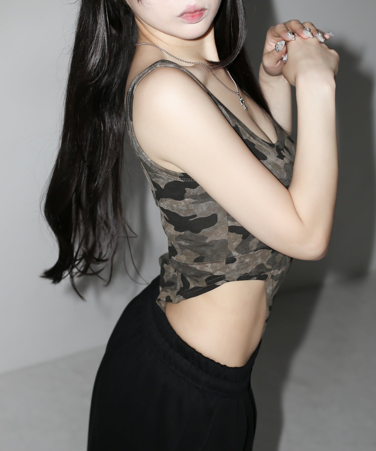 ヴィンテージカモフラボディスーツタンク／ Vintage camouflage bodysuit tank