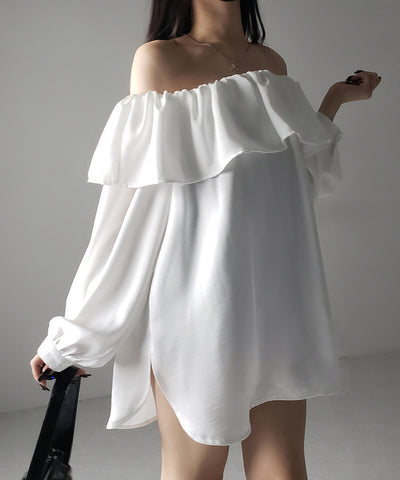【 ２color 】オフショルダーフリルオーバーミニワンピース ／ off shoulder frill over mini onepiece