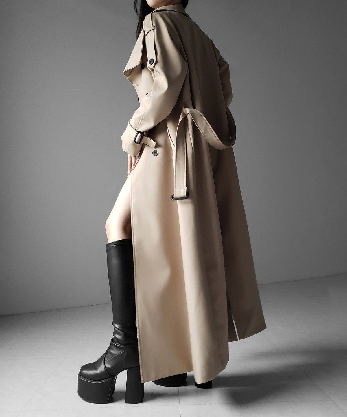 ２WAYスタンドカラーオーバーロングトレンチコート ／ 2WAY stand collar over long trench coat