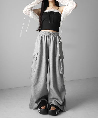 フロントリボンレースショートキャミソール ／ front ribbon lace short camisole