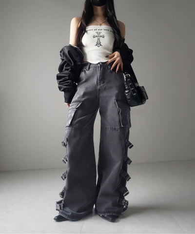 【 ４size 】ヴィンテージサイドベルテッドカーゴデニム ／ vintage side belted cargo denim
