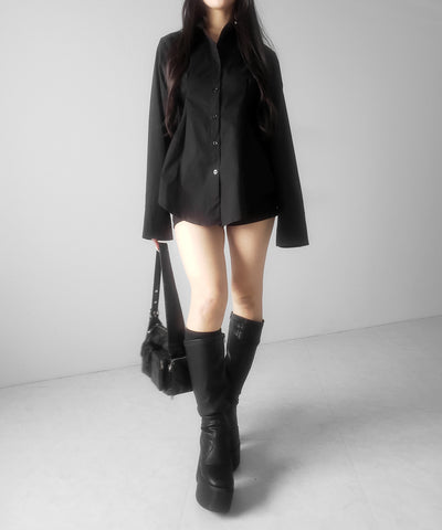 ウエストタックフレアレディシャツ ／ waist tuck flare lady shirts