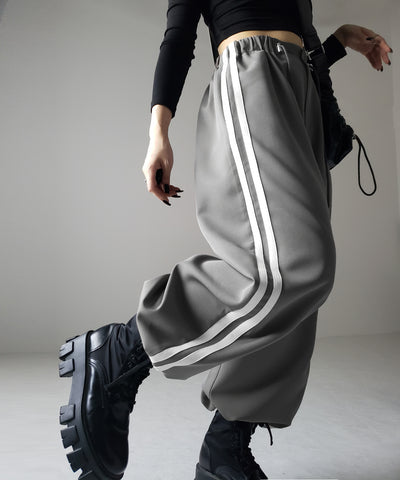 【 ３size／３color 】２WAYドロストサイドラインルーズトラックワイドパンツ