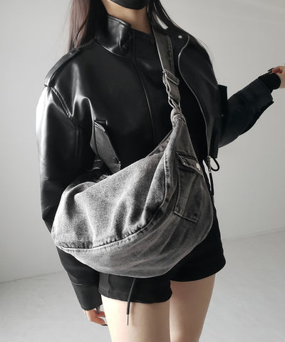 【 ２color 】ブラックタグヴィンテージデニムショルダーバッグ ／ black tag vintage denim shoulder bag