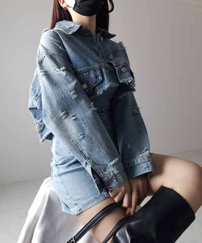 【 ２color 】ウォッシュデニムハイウエストミニキャミワンピース ／ wash denim high waist mini cami onepiece