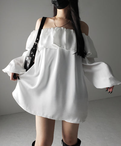 【 ２color 】オフショルダーフリルオーバーミニワンピース ／ off shoulder frill over mini onepiece