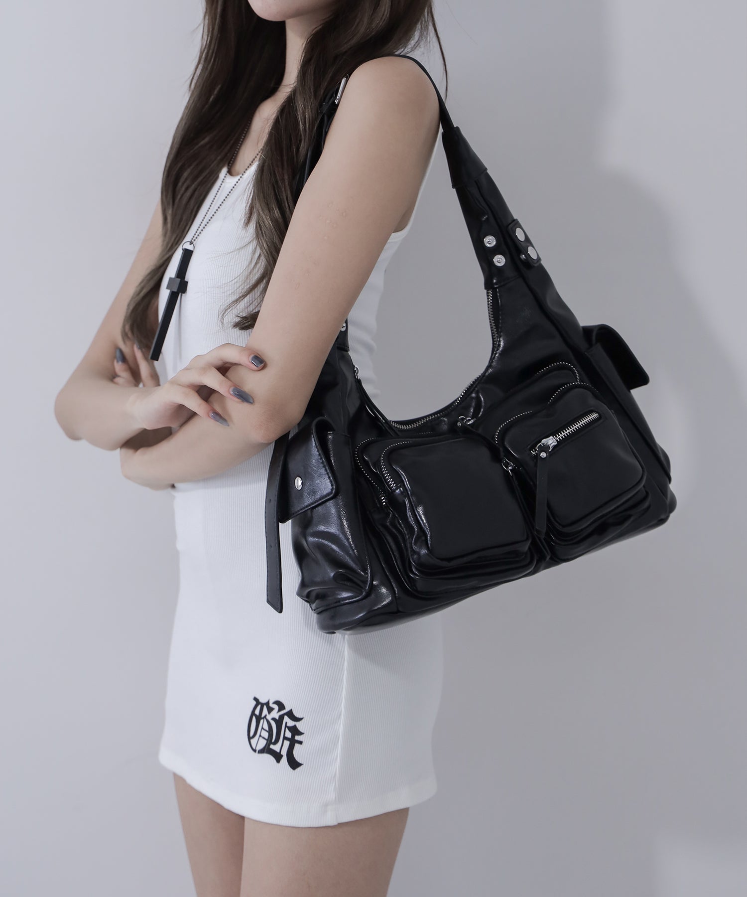 【 ２color 】ダブルジップアウトポケットヴィンテージボストンショルダーバッグ ／ double zip out pocket vintage boston shoulder bag