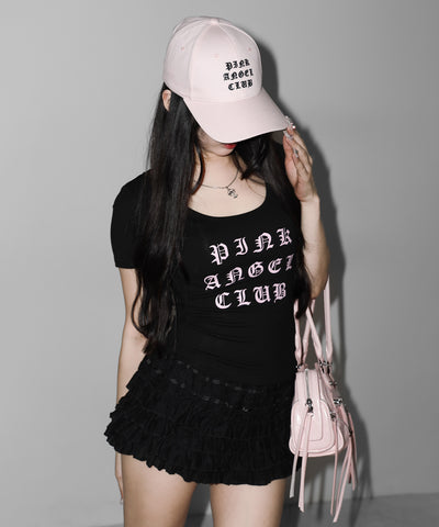 【 PINK ANGEL CLUB 】 GRUNGE LOGO embroidery CAP ／ グランジロゴ刺繍キャップ