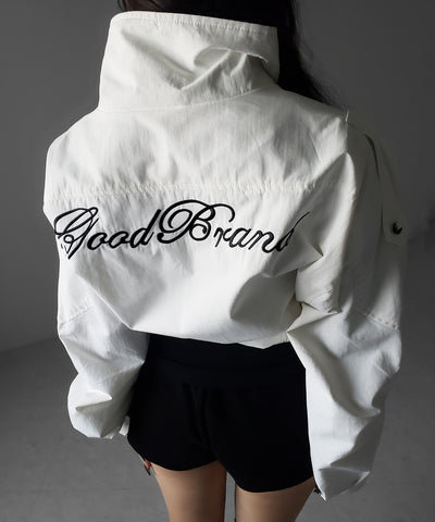 レタリングバックロゴスタンドカラーショートブルゾン ／ lettering back logo stand collar short blouson
