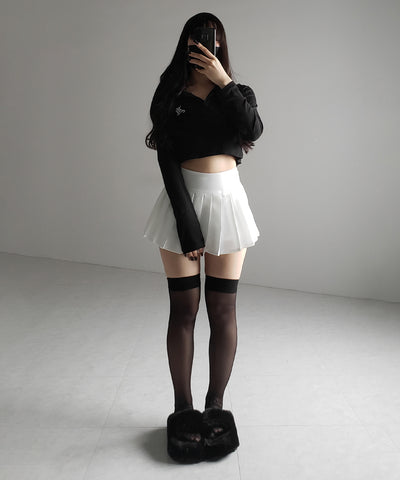 【 ２color 】プリーツマイクロミニスカパン ／ pleated micro mini skirt pants