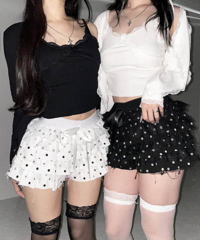 ドットレースフリルショートパンツ ／ dot lace frill short pants