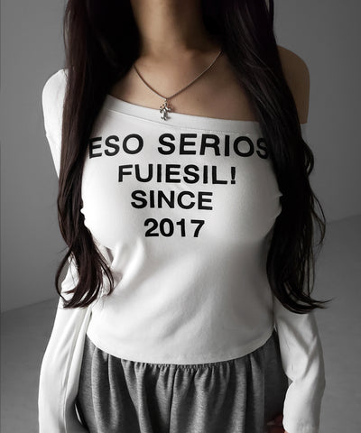 コンパクトロゴワンショルルーズロンT ／ compact logo one-Shoulder loose long-sleeve T-Shirt