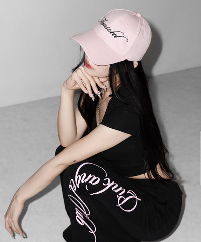 【 PINK ANGEL CLUB 】lettering LOGO embroidery CAP ／ レタリングロゴ刺繍キャップ