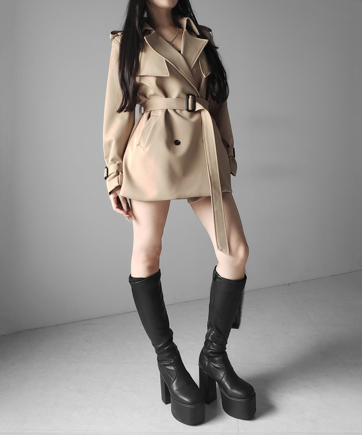 ウエストマークレディミドルトレンチコート ／ waistmark lady middle trench coat