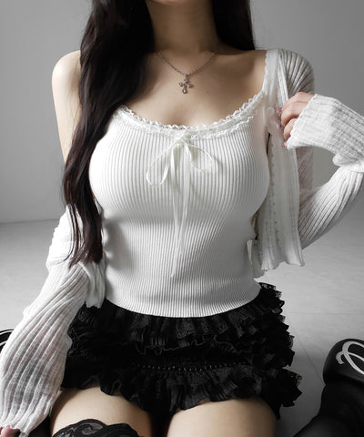 【  インパン裏地付 】フリルレースミニスカート ／ frill lace mini skirt