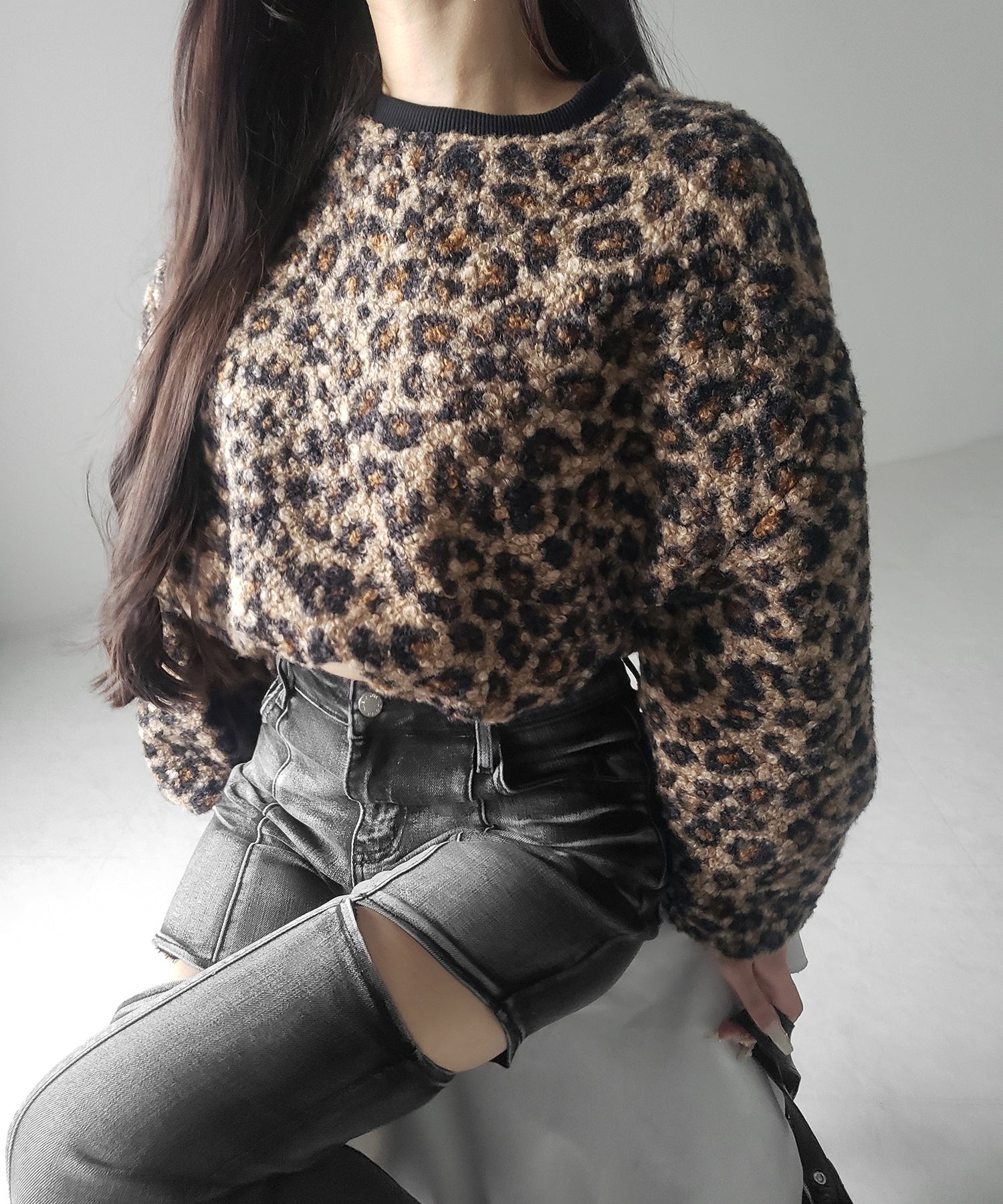 【 ２WAY 】レオパードショートボアプルオーバー ／ 2WAY reopard short boa pullover