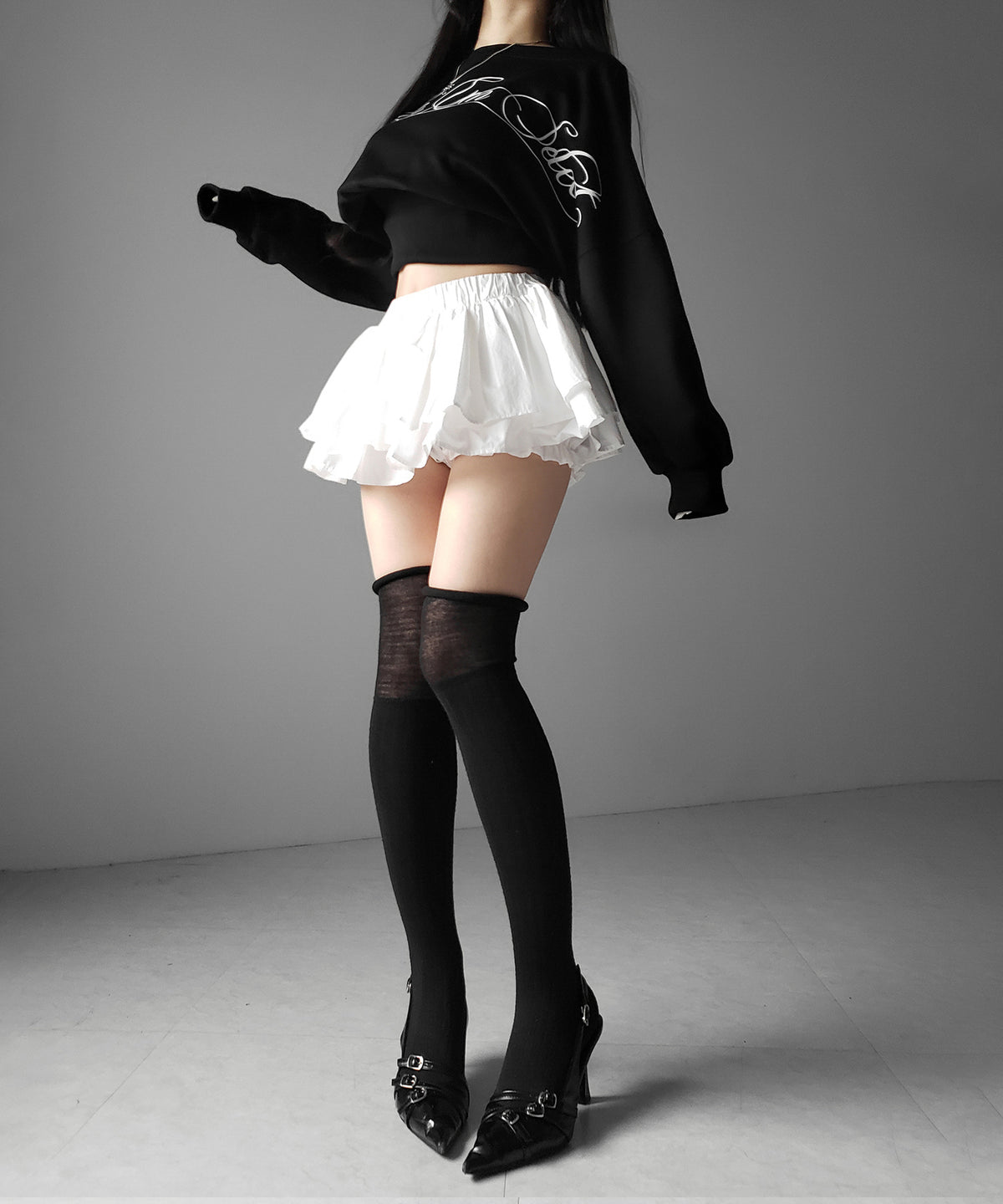 【 インパン裏地付 】ボリュームフレアコットンミニスカート ／ volume flare cotton mini skirt