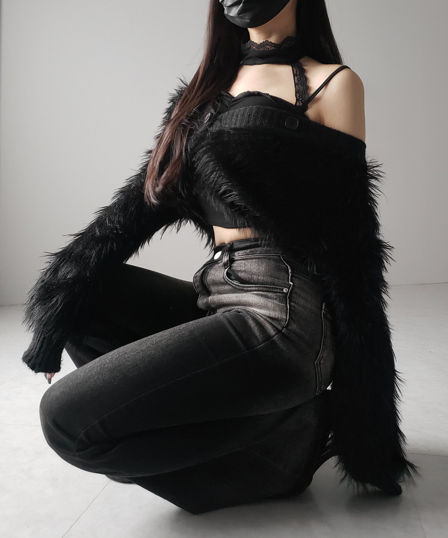 【 ２color ／ カップ付 】レースチョーカーストラップリブキャミソール ／ lace choker strap lib camisole