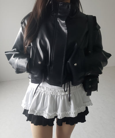 【 ３color 】裾フリルレイヤード長袖トップス ／ hem frill layered long sleeve tops