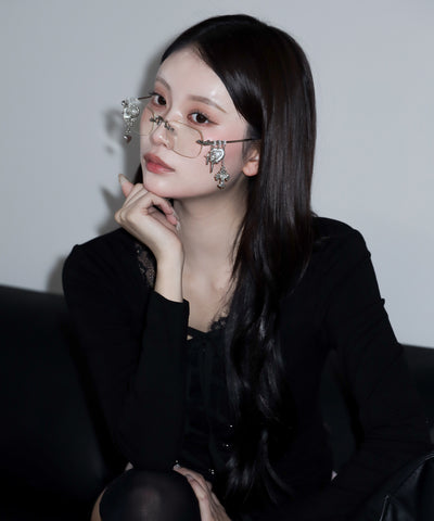 カスタムチャームリムレスメガネ ／custom charm rimless glasses