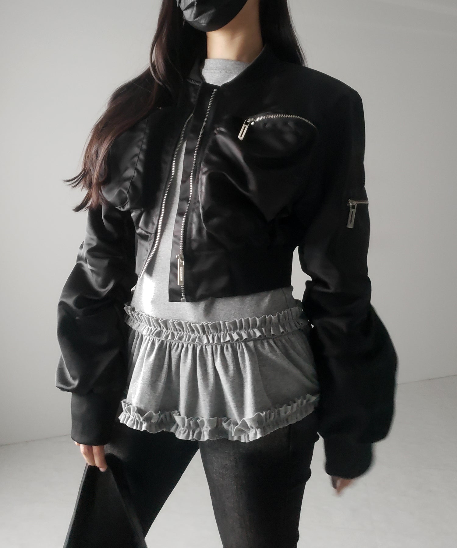 【 ３color 】裾フリルレイヤード長袖トップス ／ hem frill layered long sleeve tops