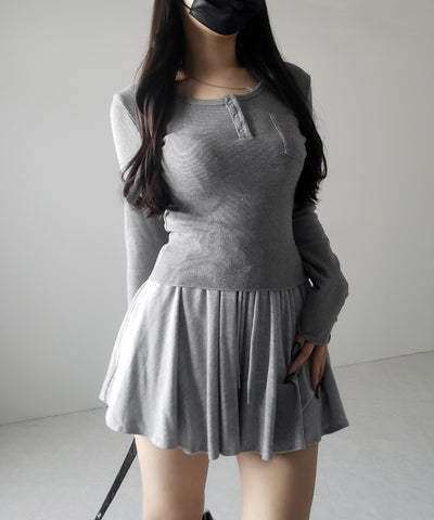 【 ３color ／インナーパンツ裏地付 】ハイウエストカットフレアミニスカート ／ High waist cut flare mini skirt