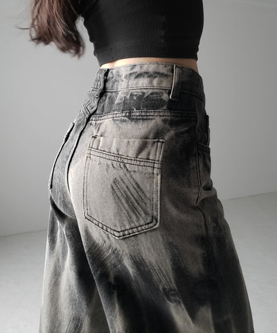 【 ４size 】ヴィンテージタイダイブリーチワイドデニム ／ vintage bleached tie-dye wide denim