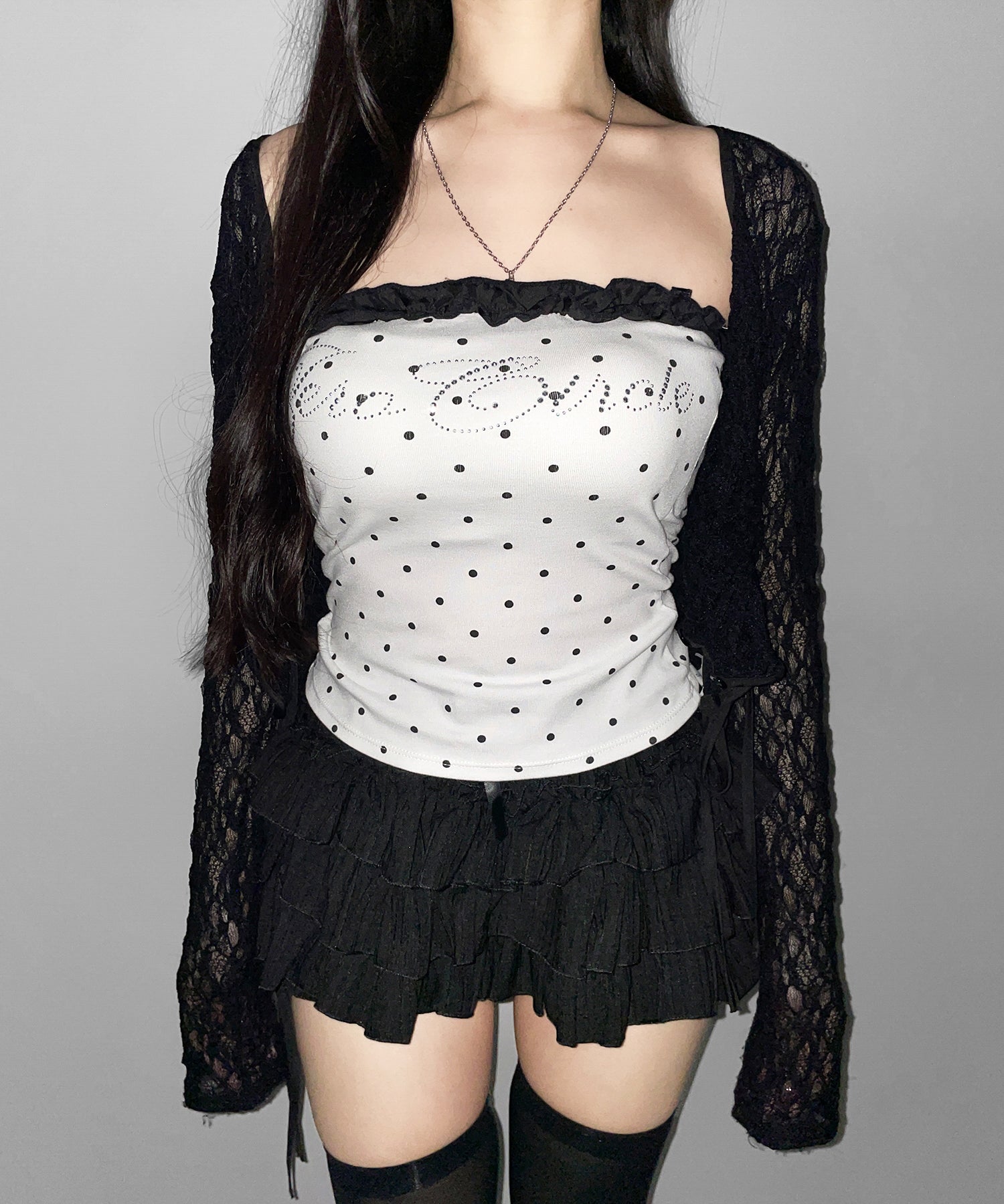 【インパン裏地付 】リボンティアードフリルミニスカート ／ ribbon tiered frill mini skirt