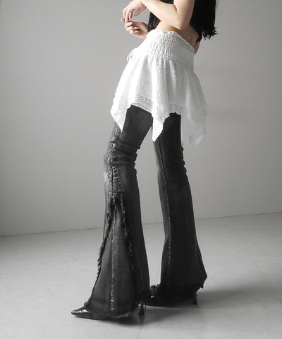 【 トップスとしても使える２WAY 】シャーリングリボンフリルビスチェミニスカート ／ shirring ribbon frill bustier mini skirt