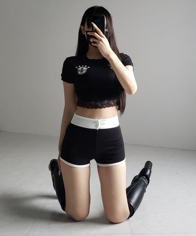 【 ２color ／２size 】バイカラーマイクロミニスパンショートパンツ ／ bicolor micro mini span short pants