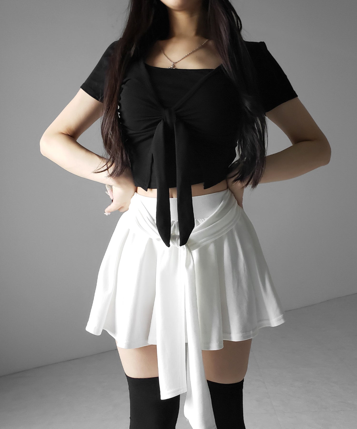 ラップレイヤードフレアミニスカパン ／ wrap layered flare mini skirt pants