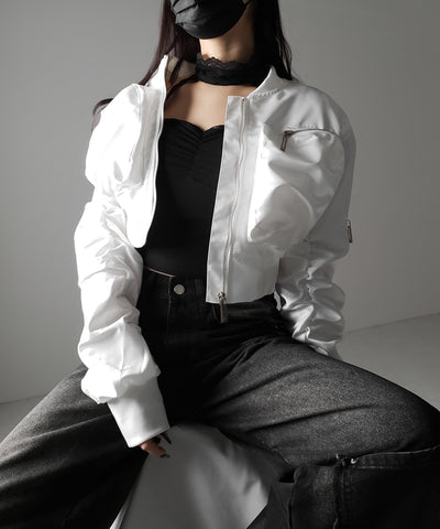 【 ２color 】アウトポケットジップアップショートブルゾン ／ out pocket zip up short blouson