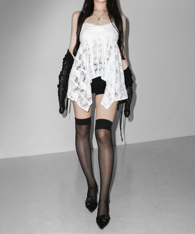 フロントリボンレースフレアキャミチュニック ／ front ribbon lace flare camisole tunic
