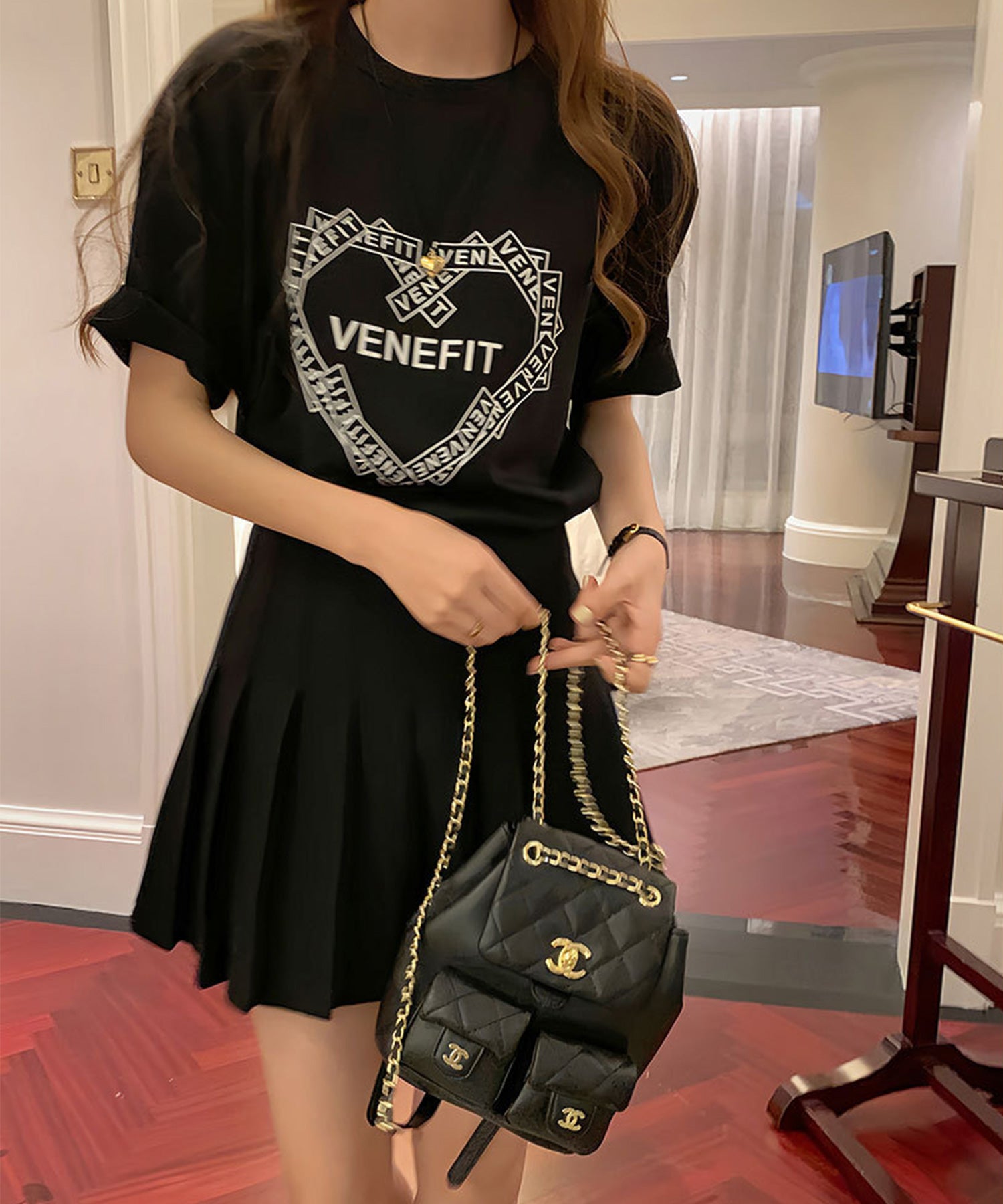 セットアップ 】VENEFIT ロゴトップス&プリーツミニスカート SET