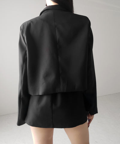 デニムフリルドッキングショートテーラードジャケット ／denim frill docking short tailored jacket